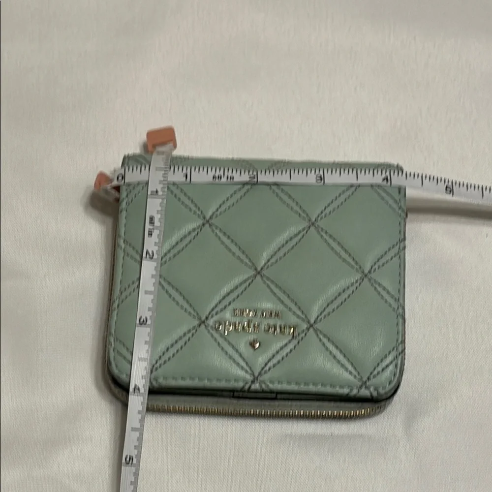 kate spade quilted mint green compact wallet